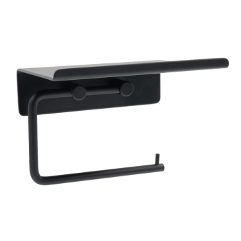 Base Toilettenpapierhalter Mit Regal - Mattschwarz
