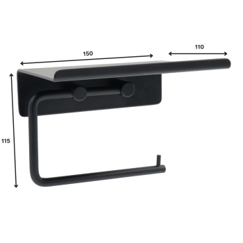 Base Toilettenpapierhalter Mit Regal - Mattschwarz
