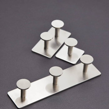 Klebehaken Base 210 3-Haken - Gebürsteter Edelstahl