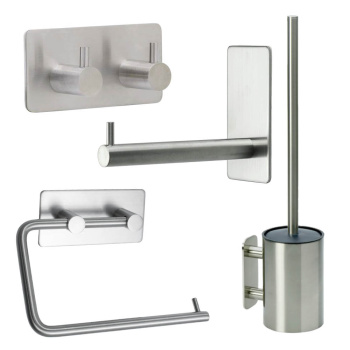 Badezimmer Set Base 220 - Gebürsteter Edelstahl Finish