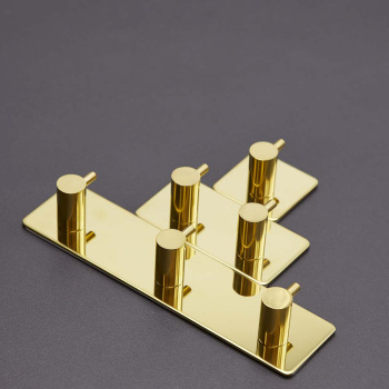 Klebehaken Base 220 3-Haken - Poliertes Messing