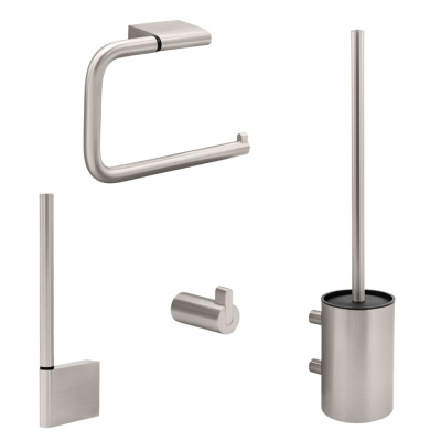Badezimmer Set Flow - Gebürstetes Nickel in der Gruppe Badaccessoires / Alle Badaccessoires anzeigen / Badaccessoires Set bei Beslag Online (620036-K)
