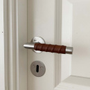 Türgriff Kastrup - Edelstahl-Optik/Lederummantelt Braun