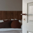 Türgriff Kastrup - Edelstahl-Optik/Lederummantelt Braun