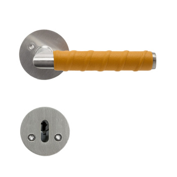 Türgriff Kastrup - Edelstahl-Optik/Lederummantelt Natur