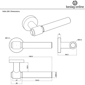 Türgriff Helix 200 Plain - Schwarz