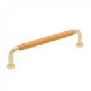 Möbelgriff 1353 - Poliertes Messing/Leder Natur