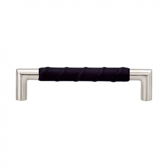 Möbelgriff Norma 12 aus Edelstahl und schwarzem Leder von Beslag Design