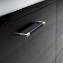 Möbelgriff Norma 12 - Edelstahl-Optik/Schwarz Leder
